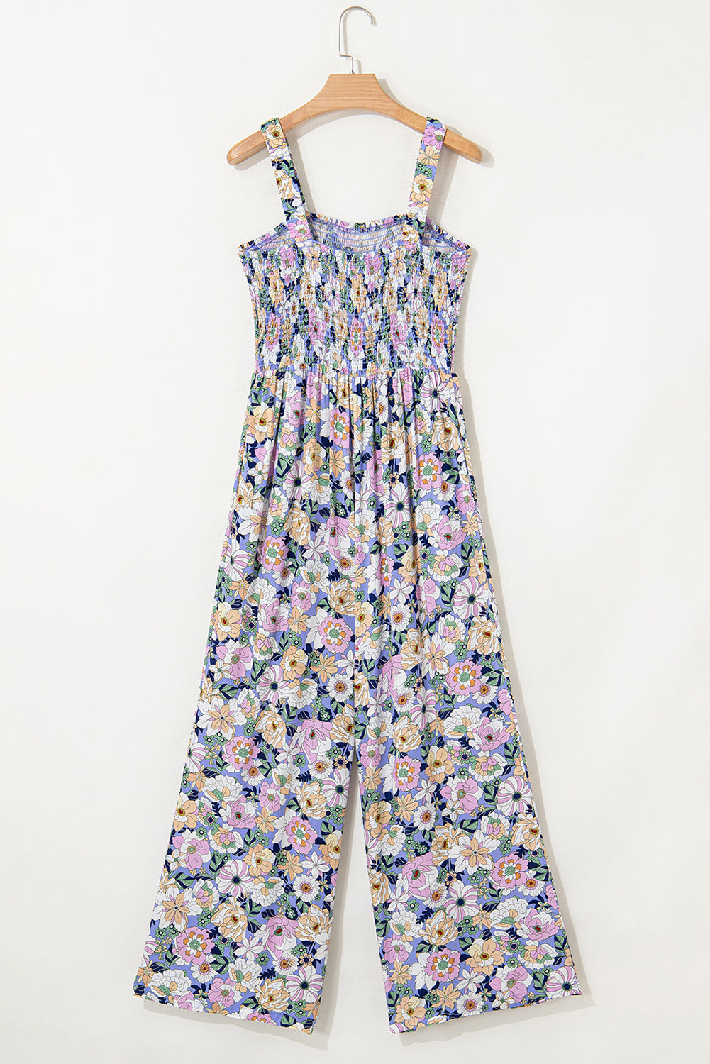 Black Floral Square Neckline Stretch High Waist Jumpsuit