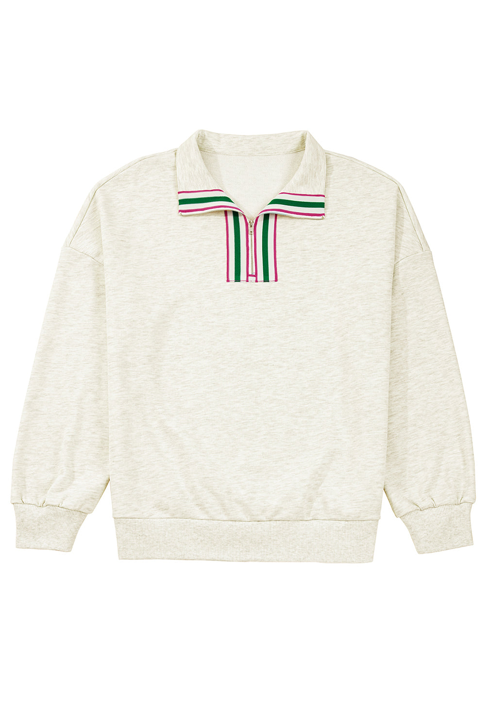 Light Grey Pop of Color Collared Patchwork Pullover Sweatshirt