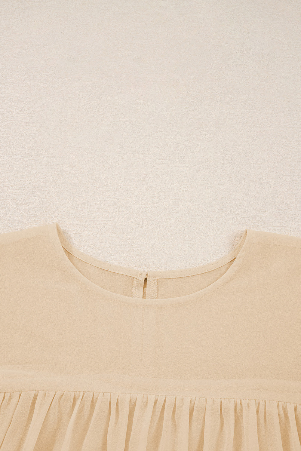 Parchment Pleated Ruffle Long Sleeve Chiffon Blouse