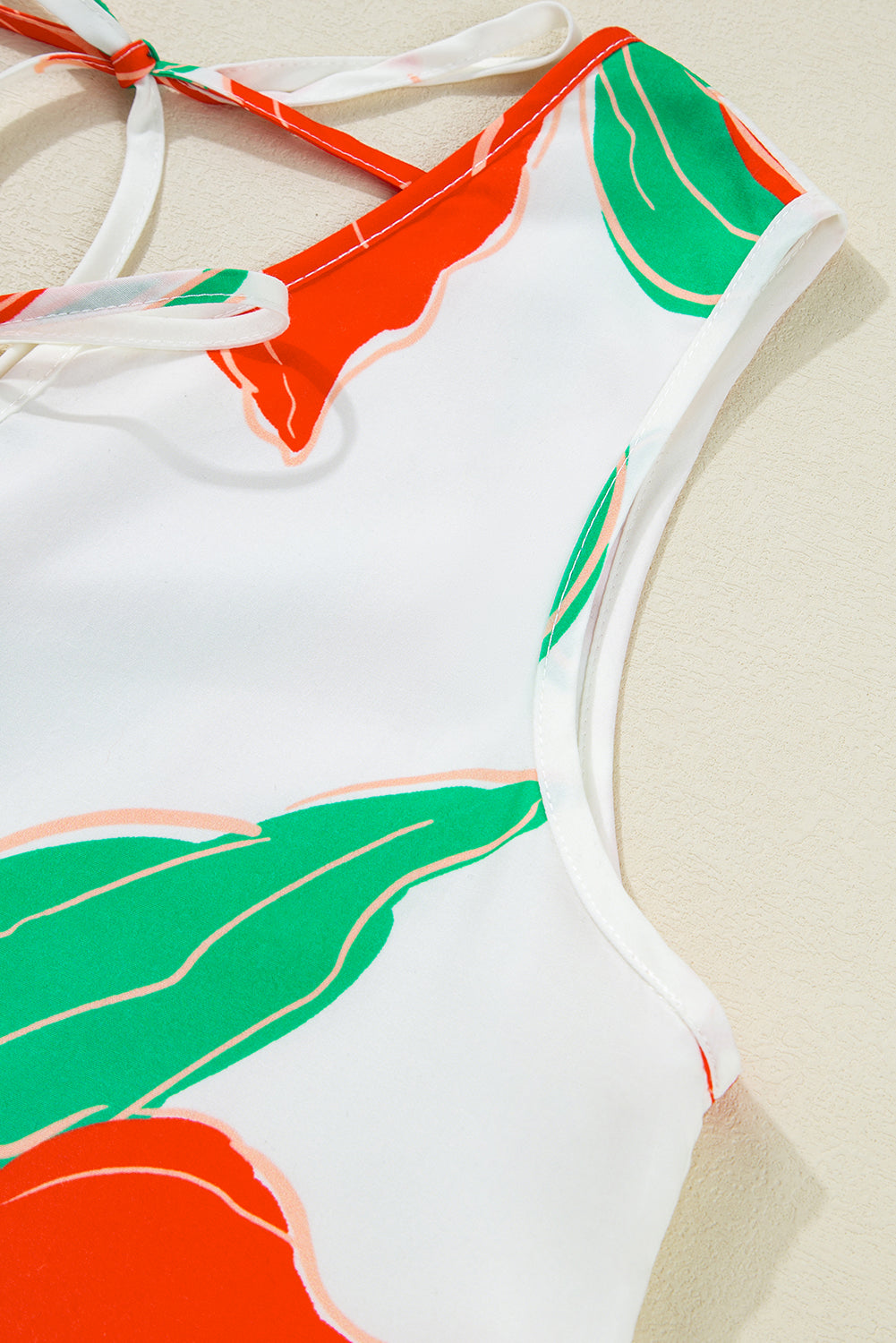 Red Floral Print Tie Front Ruffle Hem Mini Dress