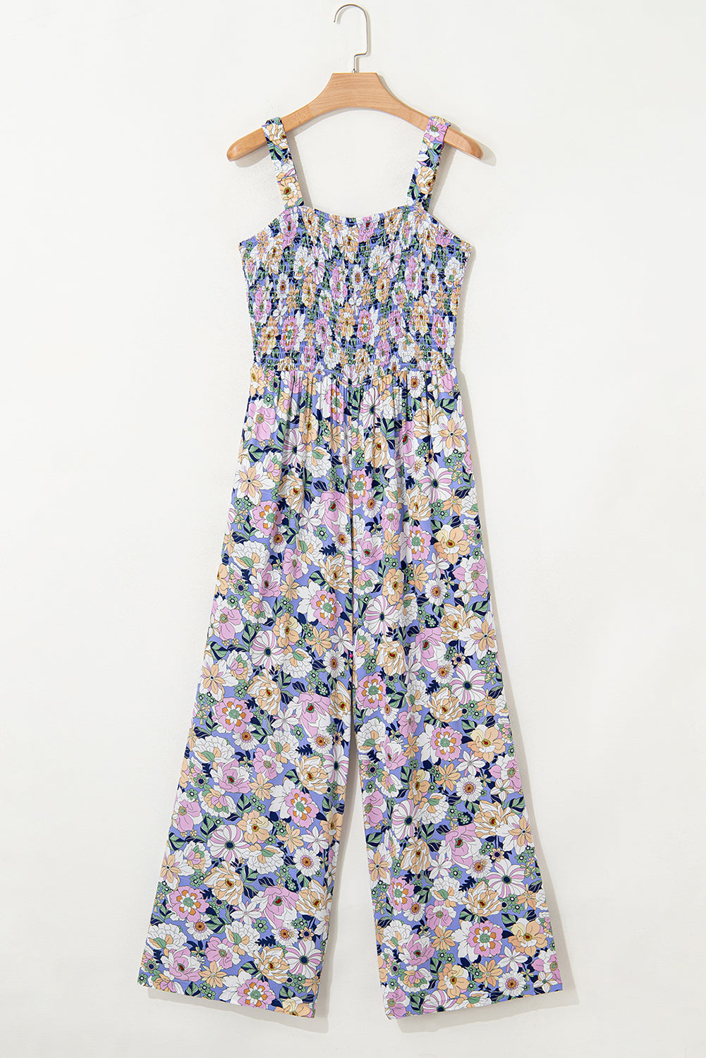 Black Floral Square Neckline Stretch High Waist Jumpsuit