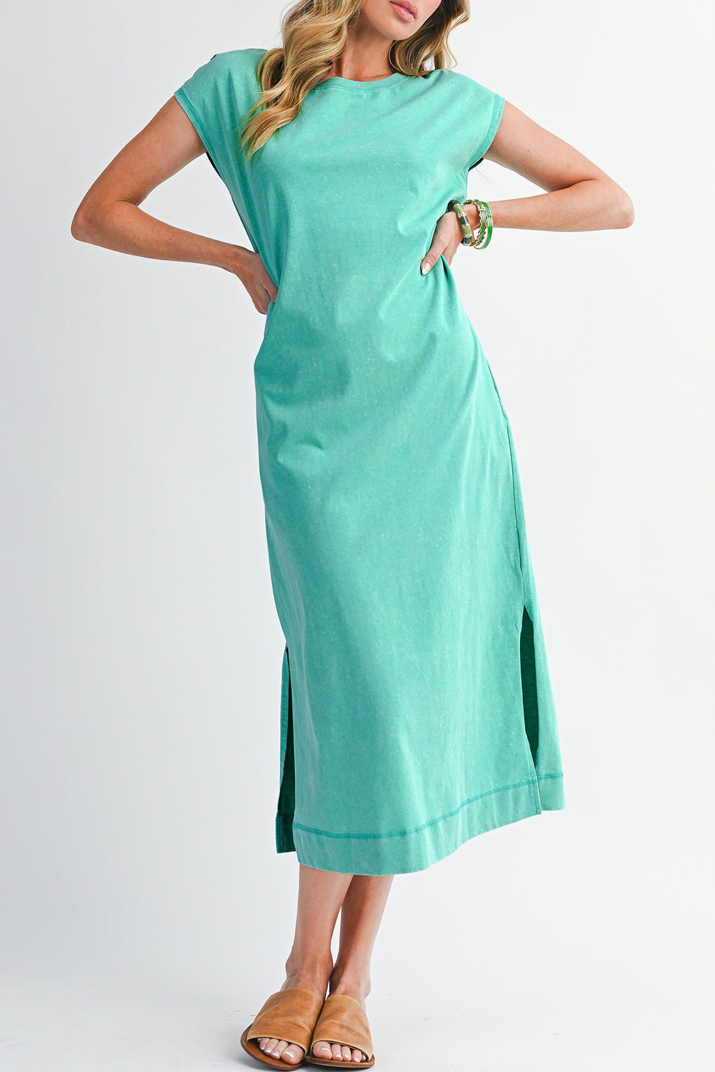 Wisteria Mineral Wash Pocketed T-shirt Dress