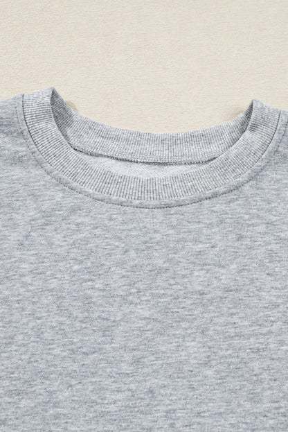 Light Grey Bowknot Long Sleeve Round Neck Sweatshirt