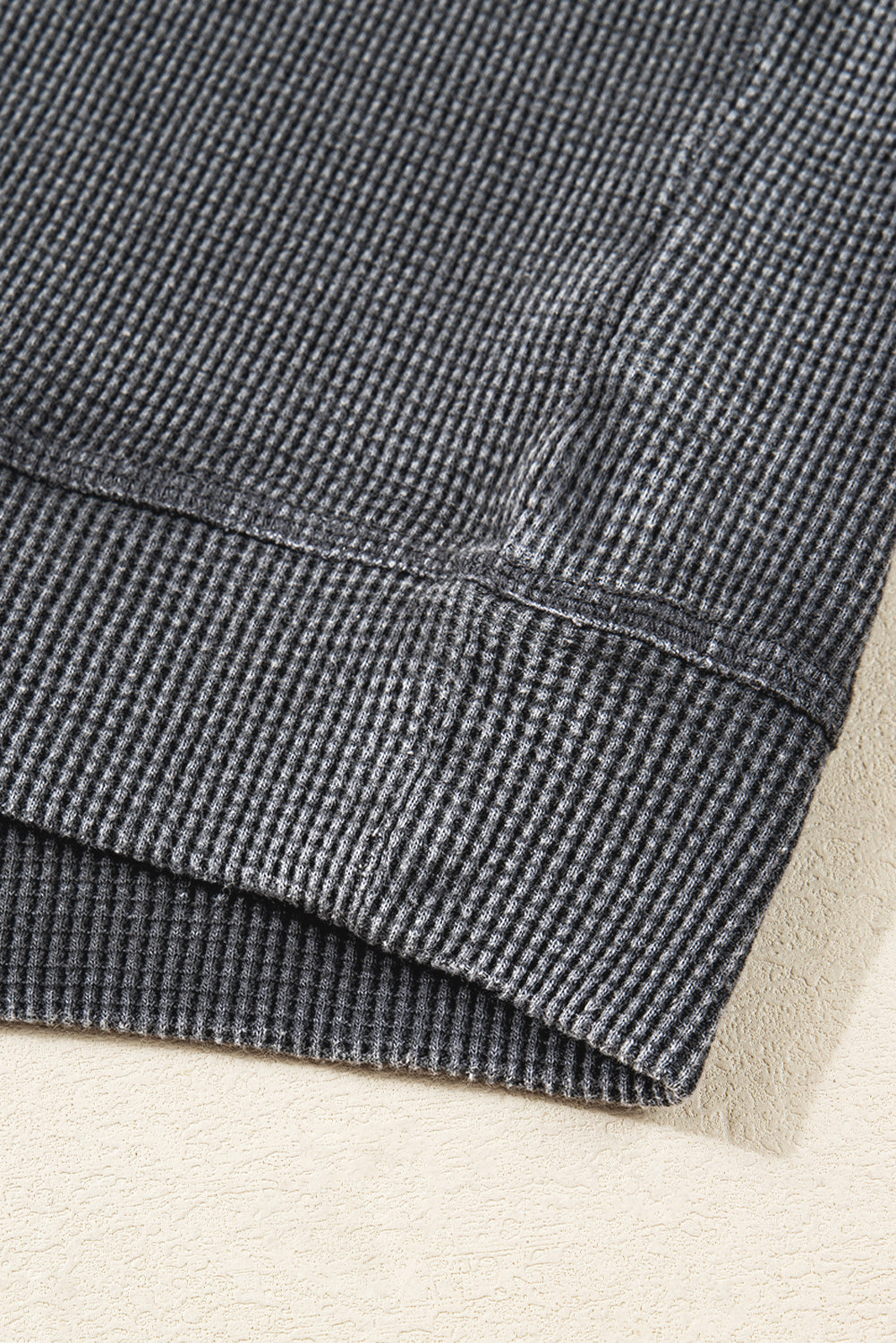 Dark Brown Ribbed Plain Long Sleeve Loose Top