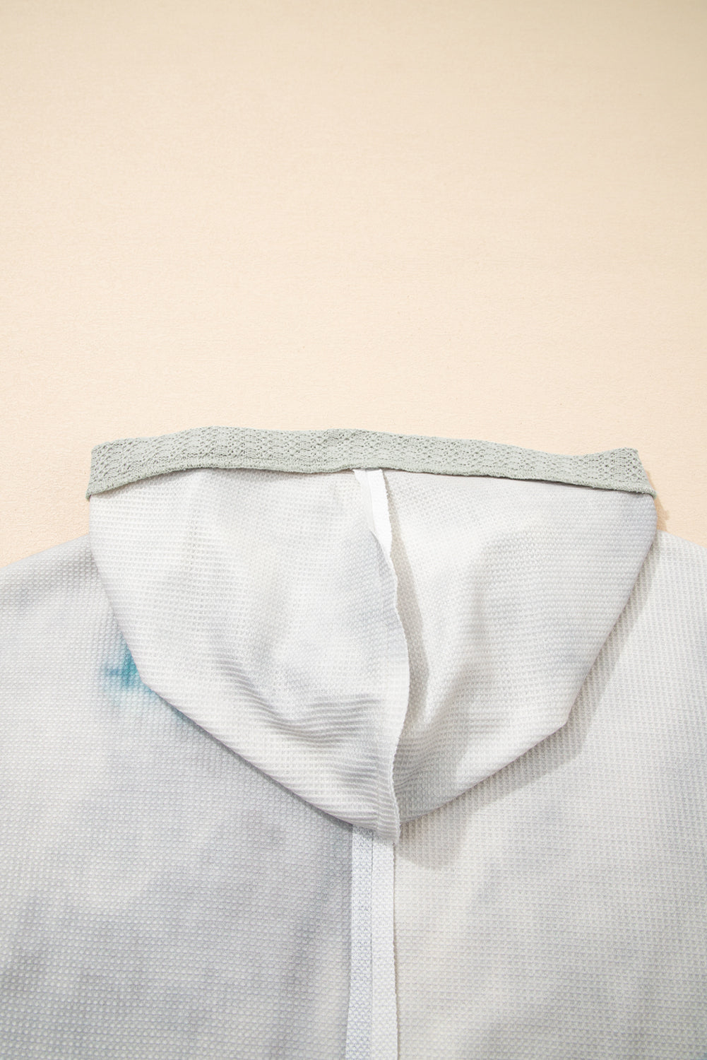 Pink Tie-dye Floral Textured Colorblock Patchwork Lantern Sleeve Hooded Top