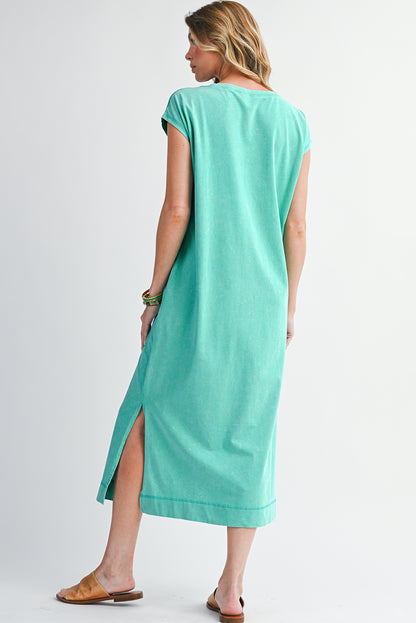 Wisteria Mineral Wash Pocketed T-shirt Dress
