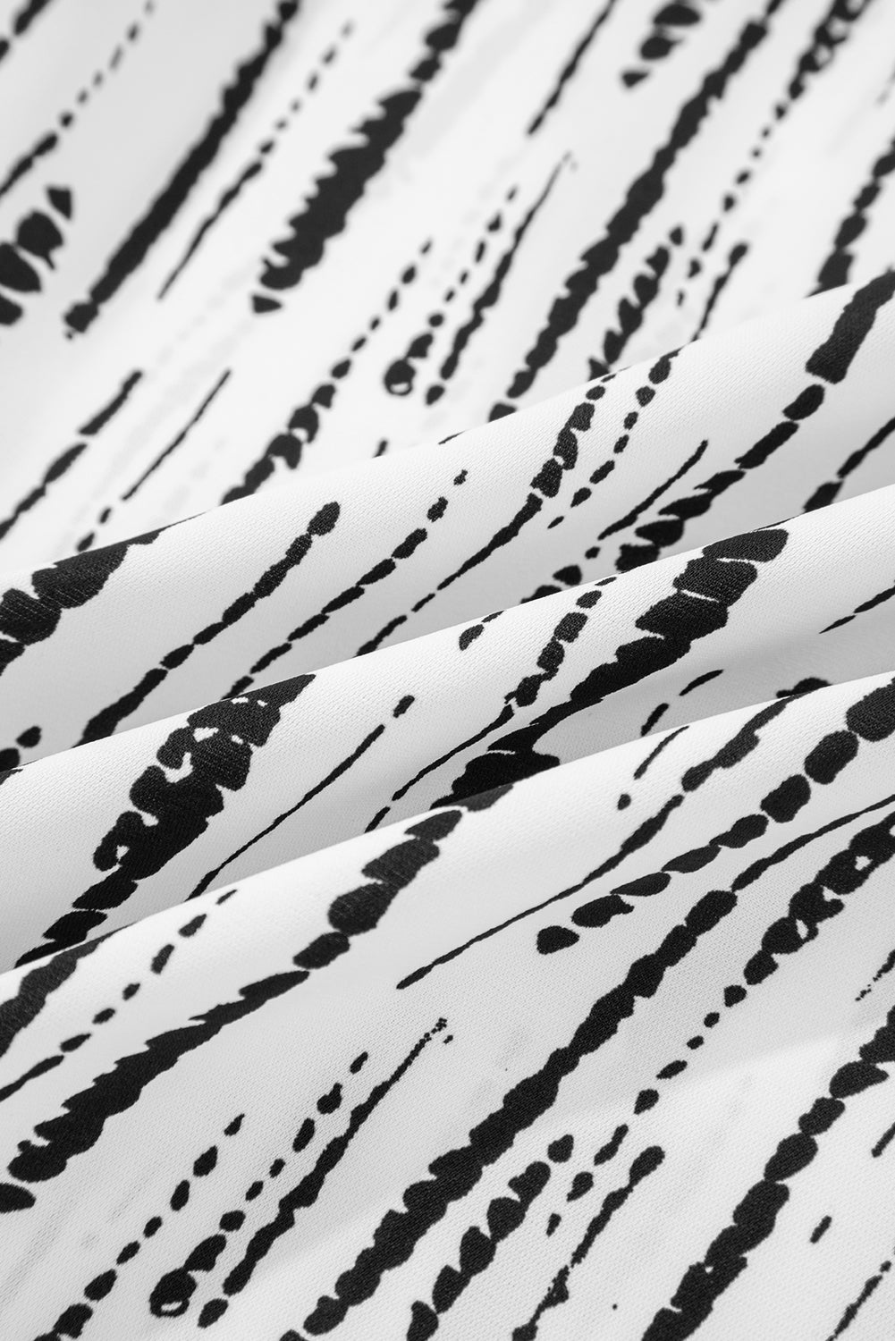 White Abstract Print V-neck Long-sleeve Blouse