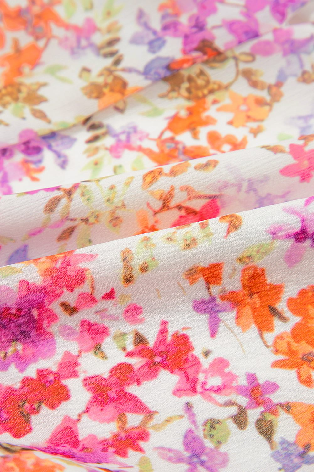 Red Floral Print Notched V Neck Puff Sleeve Tiered Mini Dress