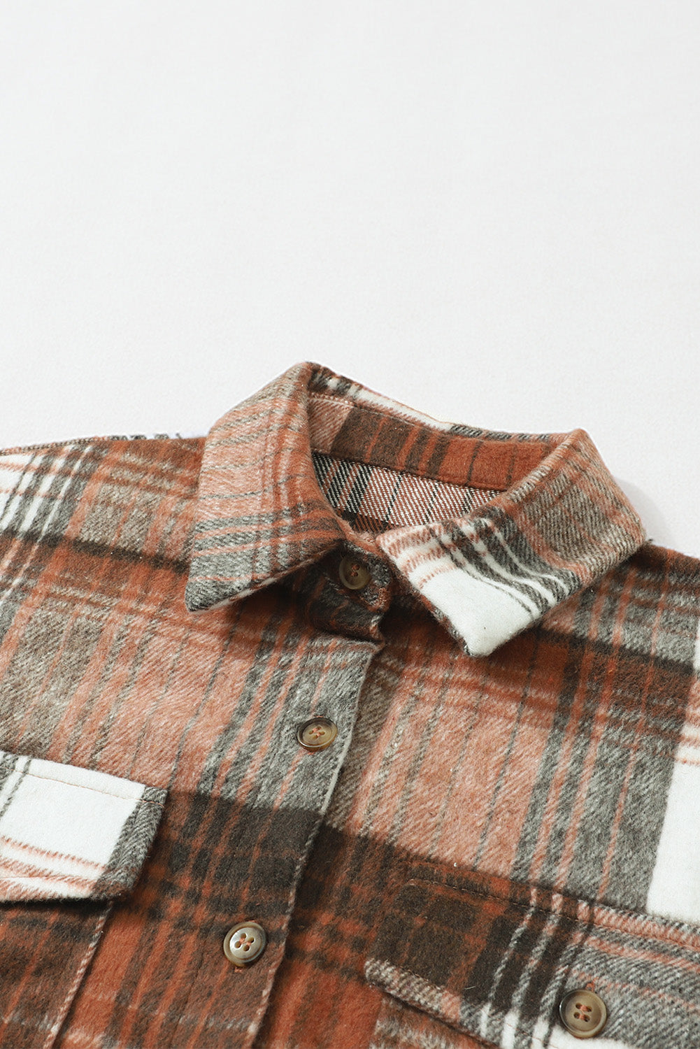 Gold Flame & Grey Plaid Button Up Collared Flannel Jacket
