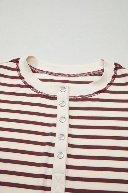 Red Dahlia Striped Henley Top