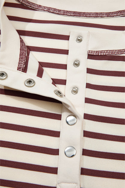 Red Dahlia Striped Henley Top