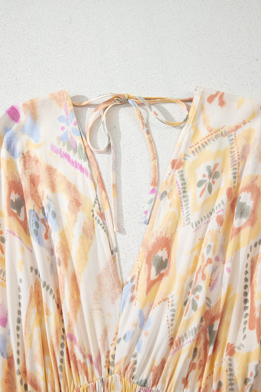 Multicolour Geometric Print Half Sleeve High Waist Maxi Dress