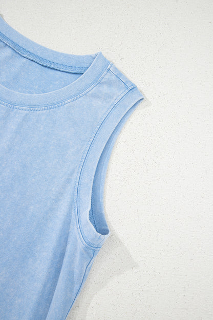 Beau Blue Mineral Wash Pocket Tank Mini Dress