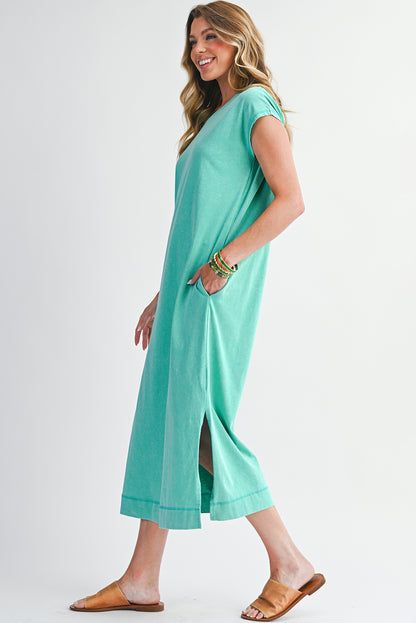 Wisteria Mineral Wash Pocketed T-shirt Dress