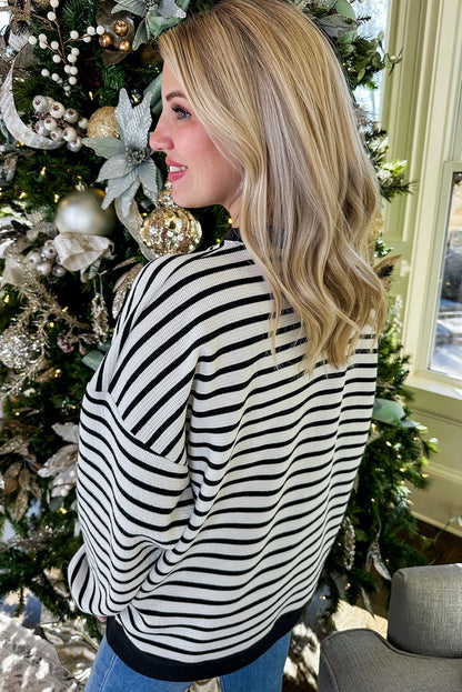 Black Stripe MERRY Letter Print Christmas Sweatshirt