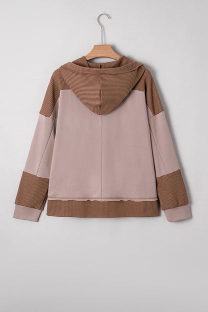 Goat Waffle Patchwork Exposed Seam Oversized Hoodie