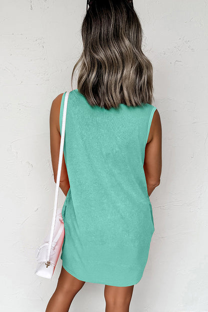 Beau Blue Mineral Wash Pocket Tank Mini Dress