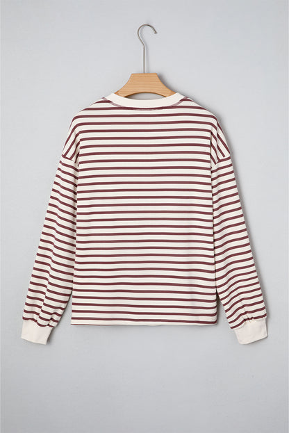 Red Dahlia Striped Henley Top