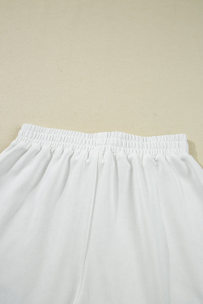 Yellow Cream Gingham Ruffle Hem Long Sleeve Pullover and Shorts Set