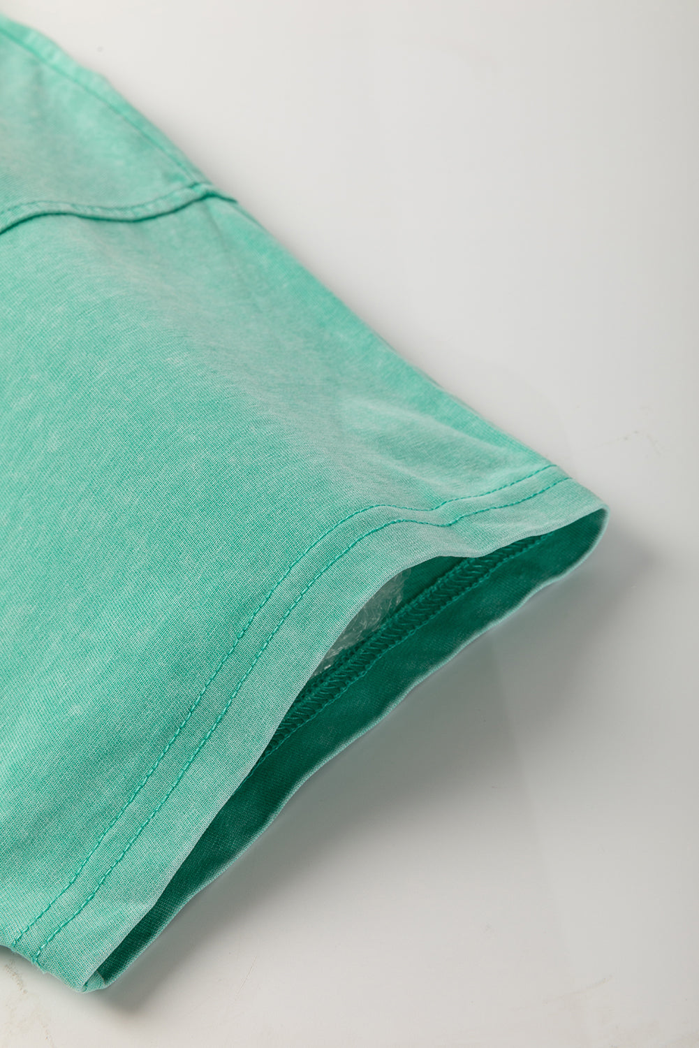 Sky Blue Mineral Wash Flower Patchwork Mini T Shirt Dress