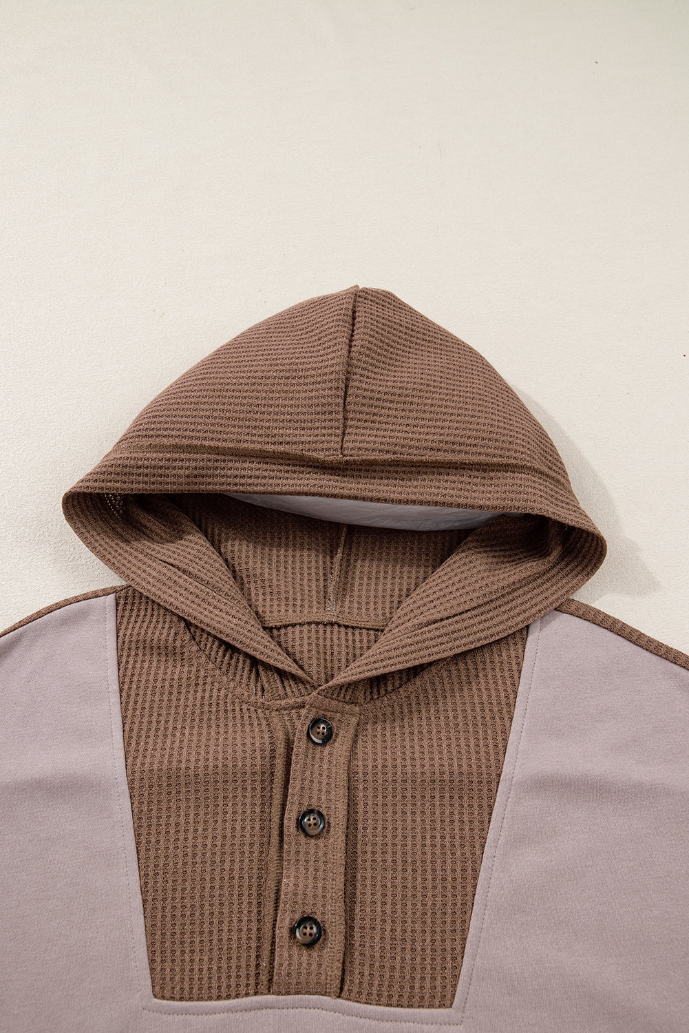 Goat Waffle Patchwork Exposed Seam Oversized Hoodie