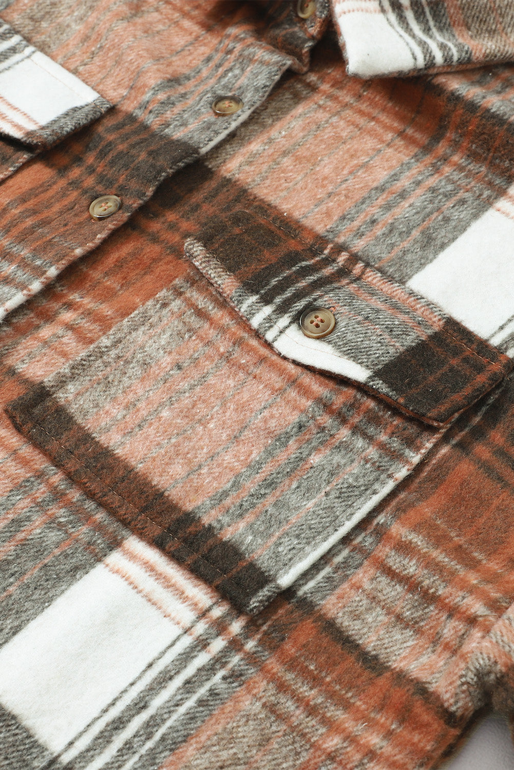 Gold Flame & Grey Plaid Button Up Collared Flannel Jacket