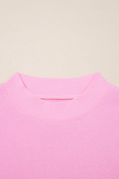 Pink Frill Tiered Patchwork Ribbed Trim Flowy Plus Size Top