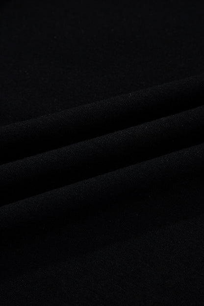 Black Scallop Trim Colorblock Long Sleeve Collared Top
