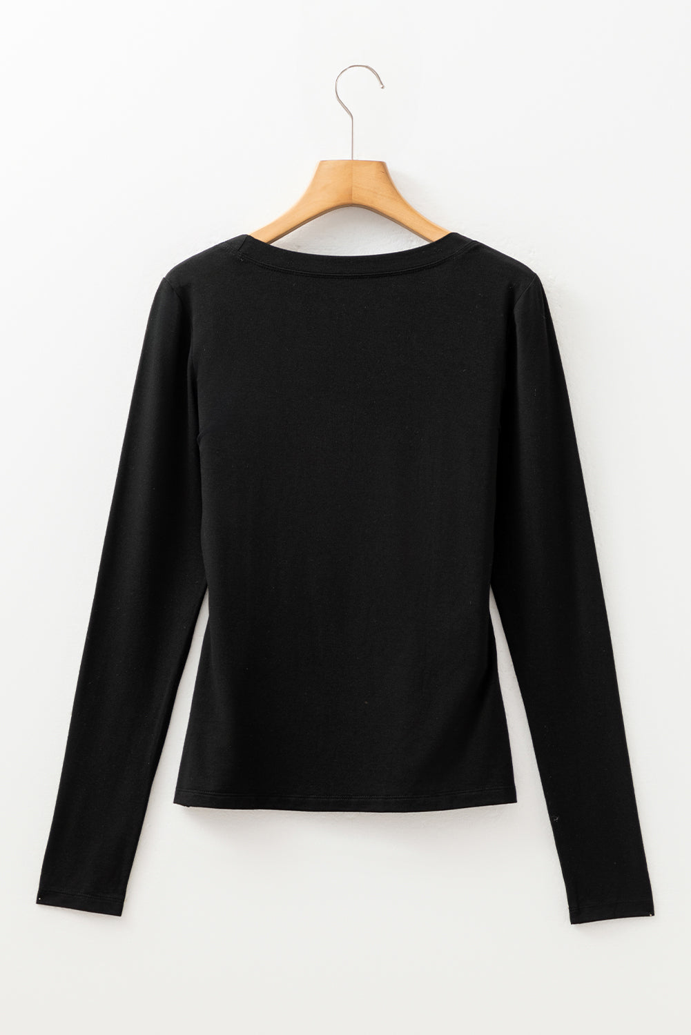 Chestnut Solid Color Long Sleeve Slim Fit Top