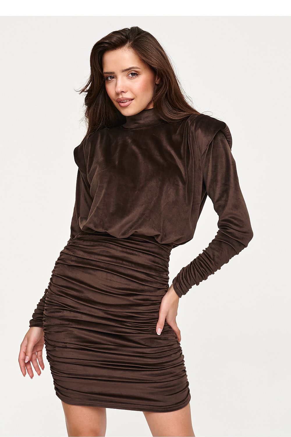  Short dress model 232512 Makadamia 