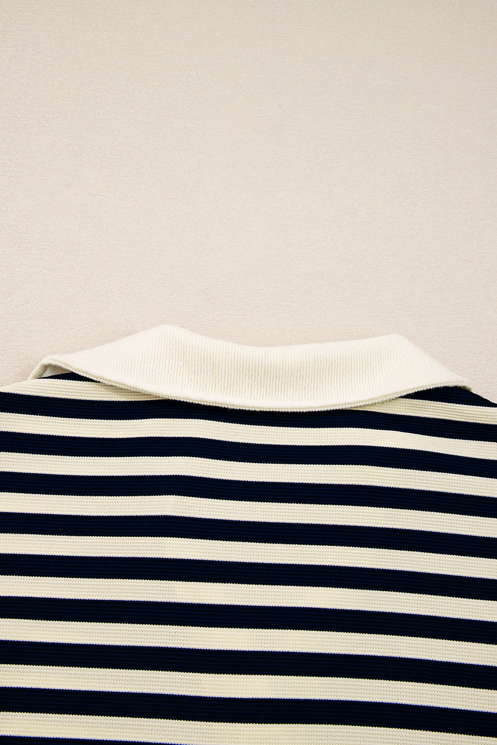 Blue Striped Long Sleeve V Neck Top
