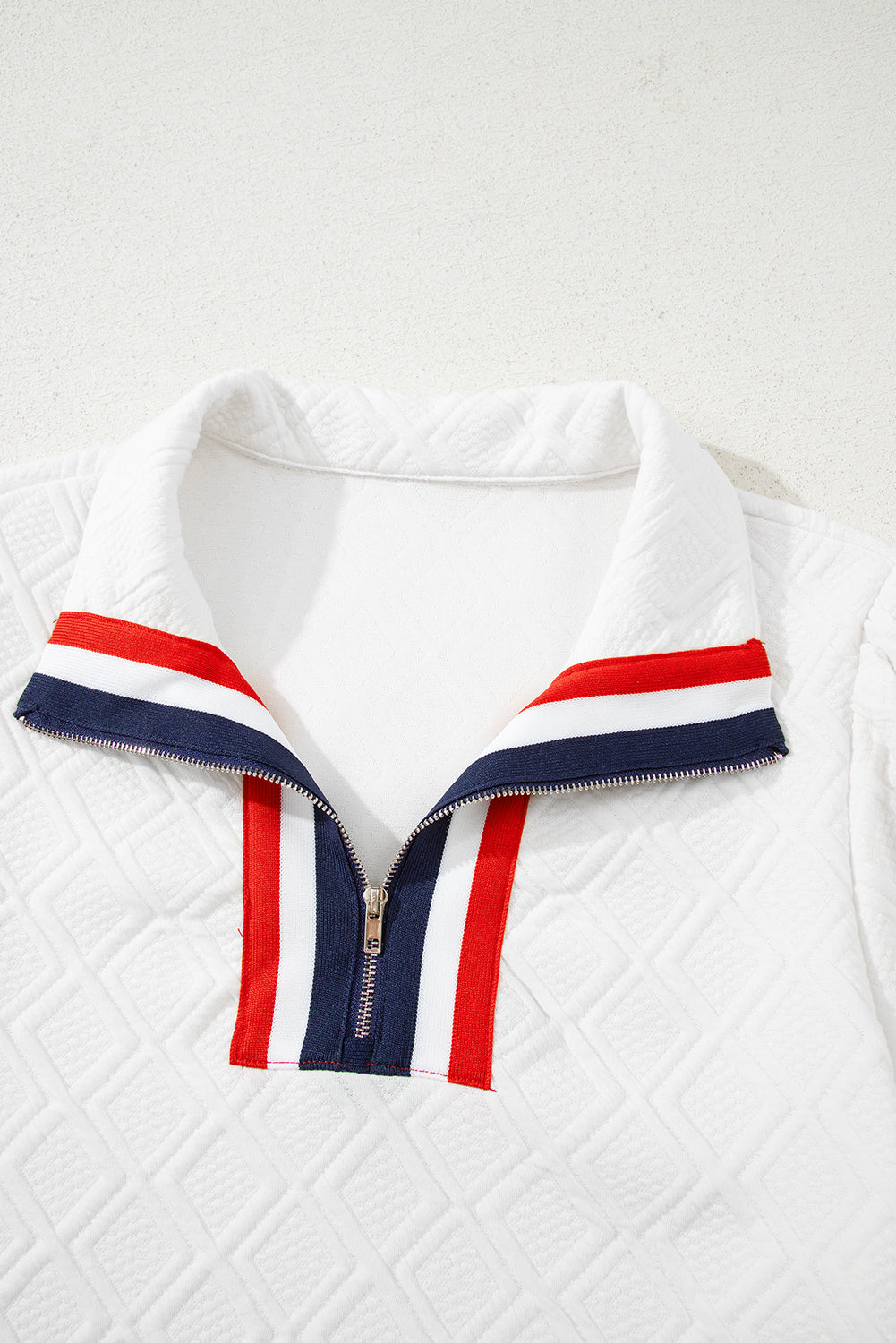 White Pop of Color Neckline Plaid Textured Puff Sleeve Mini Dress