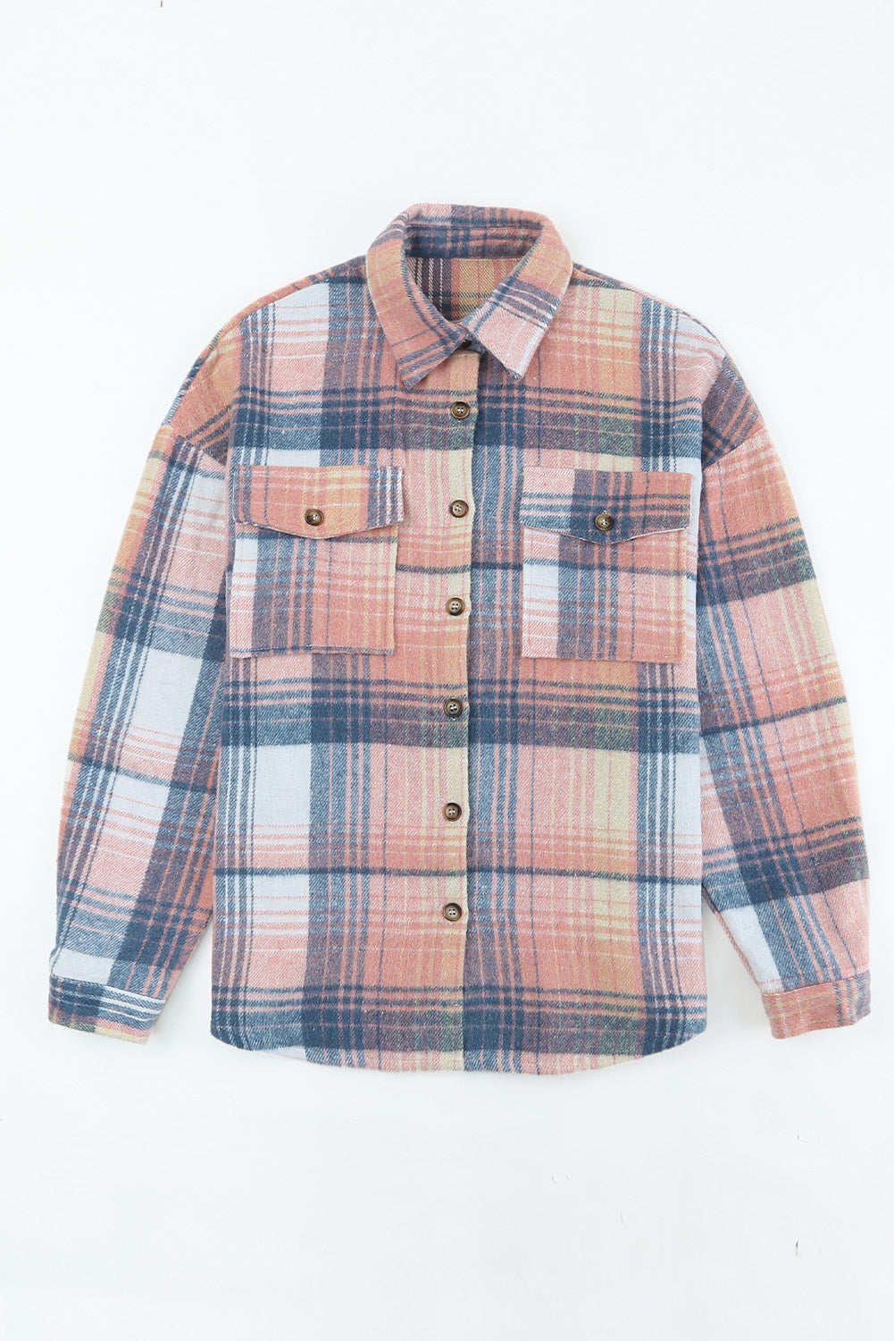 Gold Flame & Grey Plaid Button Up Collared Flannel Jacket