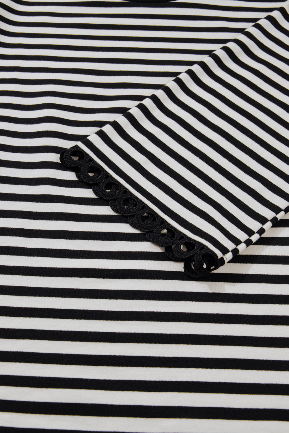 Sachet Pink Striped Round Neck Contrast Trim Bell Sleeve Top