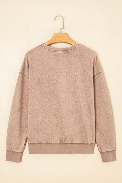 Real Teal saved by grace Letter Embroidery Mineral Wash Loose Sweatshirt
