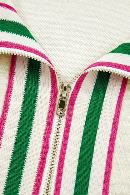 Light Grey Pop of Color Collared Patchwork Pullover Sweatshirt