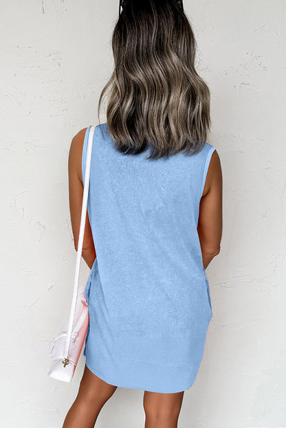 Beau Blue Mineral Wash Pocket Tank Mini Dress
