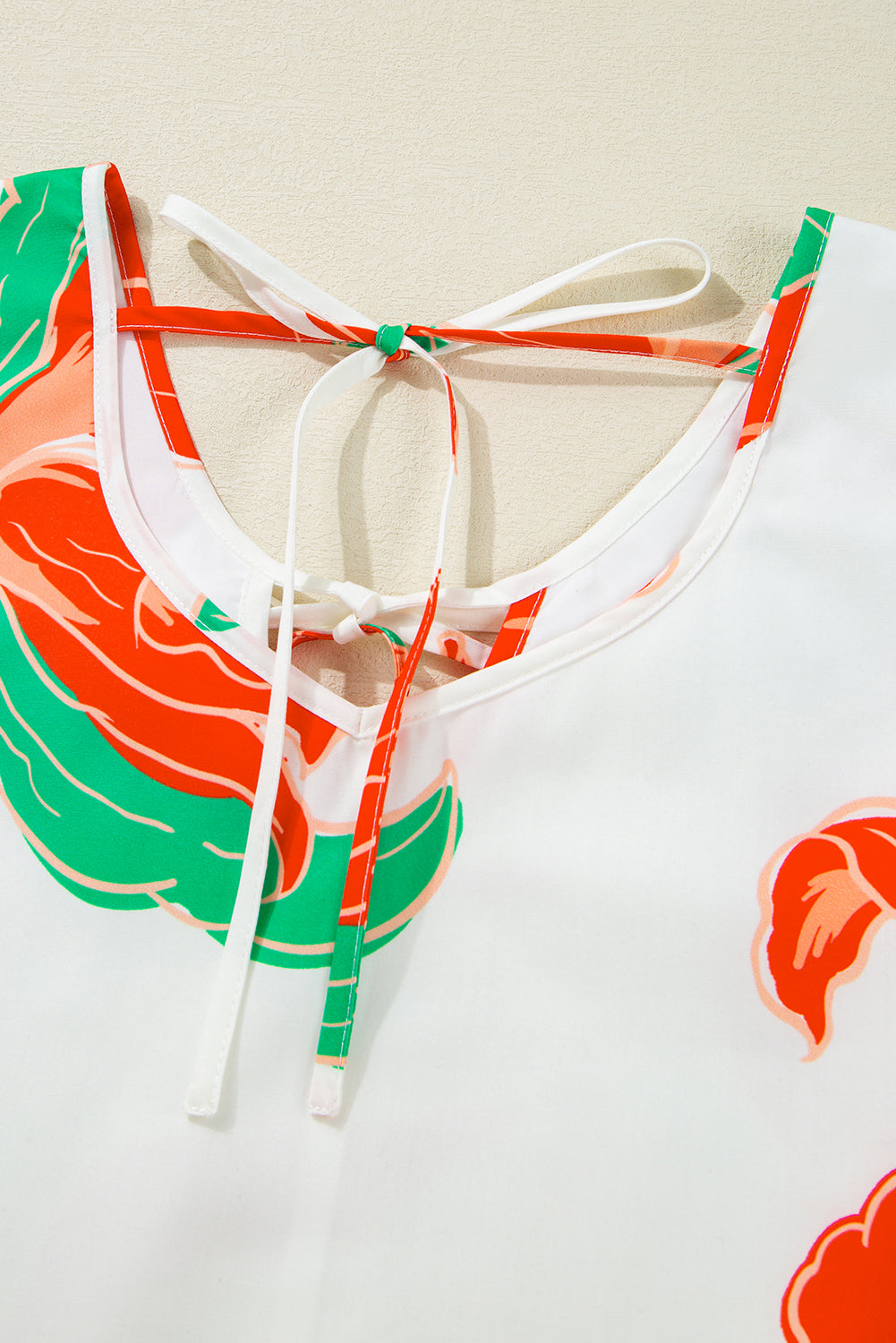 Red Floral Print Tie Front Ruffle Hem Mini Dress